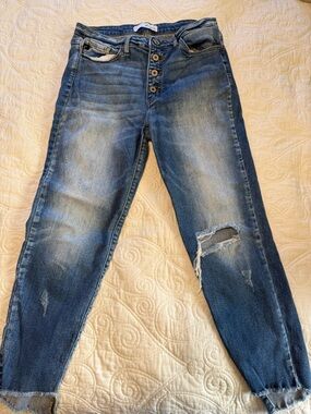 KanCan Medium Blue Distressed Boyfriend Jeans